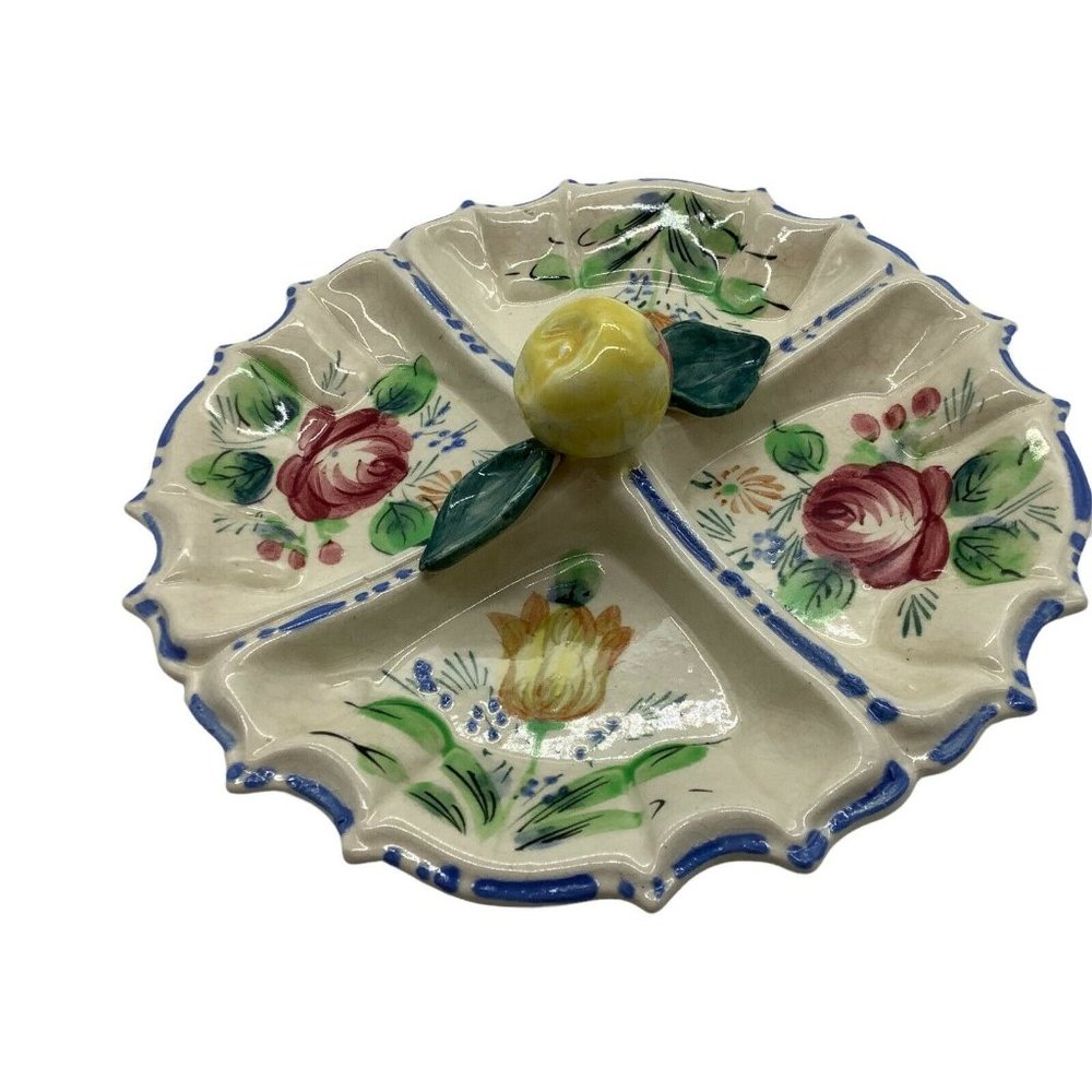 Vintage Floral Tidbit Tray, Made in Japan